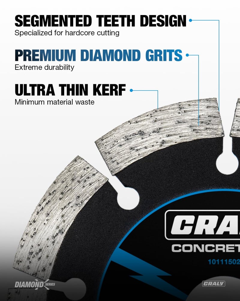 CRALY 4-1/2 Inch Super Thin Segmented Diamond Blade, 7/8 in Arbor, 4.5'' Diamond Stone Blade for Angle Grinder & Masonry Saw, Diamond Cutting Wheel for Cutting Concrete, Brick, Granite, Block, 5PC - Image 3
